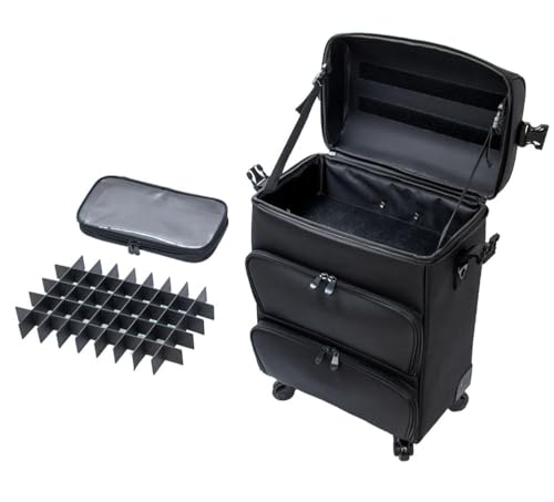 Image of Adson Professional Beauty Makeup Cosmetic Aluminium Vanity Trolley Train case (Oxford Black)