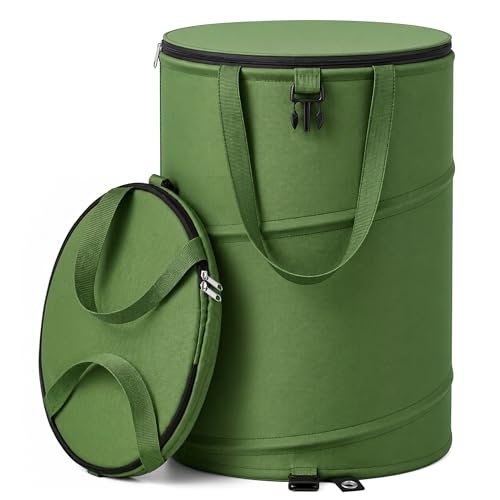 Image of Collapsible Trash Can 13 Gallon, Pop Up Trash Can with Zipper Lid | Heavy Duty 600D Oxford Fabric, Portable Outdoor Camping Trash Can, Foldable Recycle Bin for Home Garage Camping(13Gallon Lid)