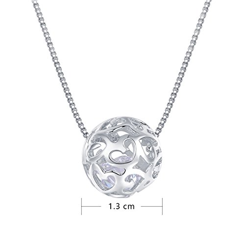 925 Sterling Silver Necklace for Women Pendant Cut Beads Ball Chain | jewelry for women for special Occasions | long silver necklaces for women | locket necklace for women | ball chain necklace, 17"4