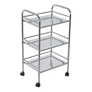 Aspect BR013 BATHROOM/KITCHEN STORAGE-LUCY 3 TIER SHELF TROLLEY-CHROME FINISH, Metal, 40x32x74cm