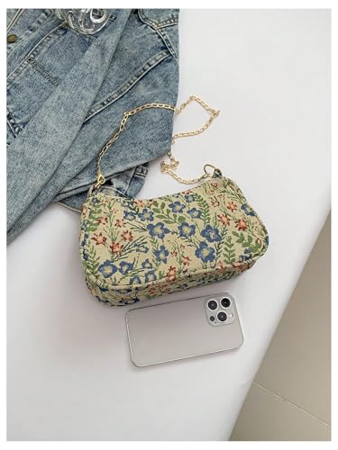 Verdusa Women's Floral Print Shoulder Bags Casual Underarm Purses with Chain Strap2