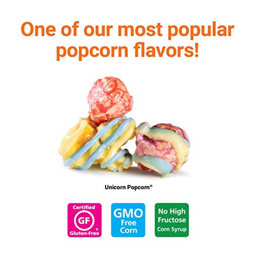 Popcornopolis Popcorn 10 Cone Snack Pack Including Natural Berry and Lemon Fruit Flavored Unicorn Popcorn, Unicorn