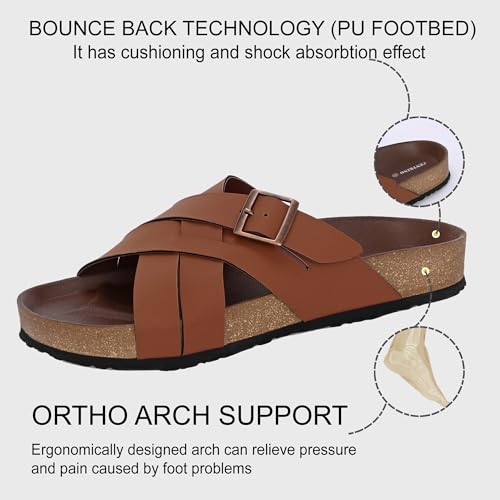 Image of Centrino Mens Cushion Sliders /Slippers|Berkin-Style Slip-On Sandals | Open Toe Design | Soft PU Footbed | Lightweight & Comfortable | Arch Support | On-Grip Sole | Casual Outdoor Wear (6868)