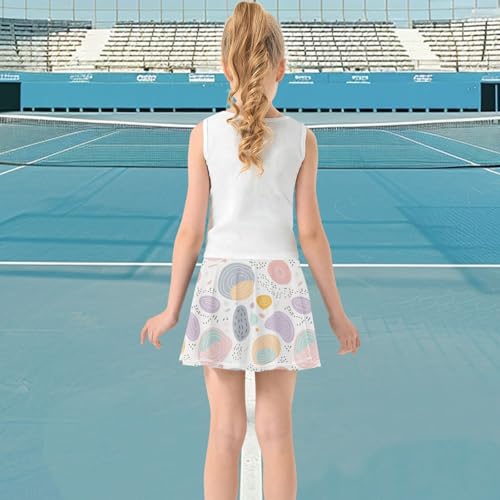 visesunny Girl's Golf Skirt Athletic Vector Multicolored Lines Tennis Skort Sport Activewear with Double Layer Pockets3