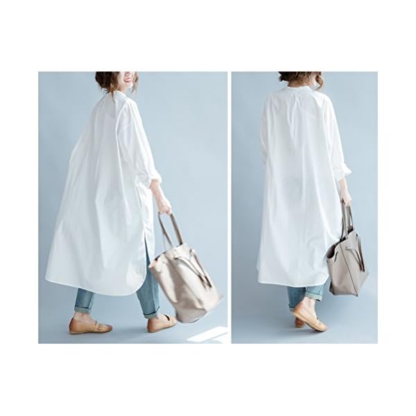 Ninmon-Shares-Women-O-Neck-Long-Sleeve-Button-Down-Hem-Cut-Out-T-Shirts-Dresses-Plus-Size Ninmon Shares Women O-Neck Long Sleeve Button Down Hem Cut Out T-Shirts Dresses White