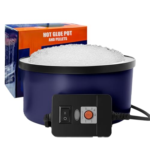 Electric Glue Pot for Crafts with 1lb Pellets 225-400F Adjustable Temperature 160ml Hot Pot 5-1/4 Diameter 1 Depth - Fits Sticks and Glue Pellets - Great for Crafts DIY Projects Pellets