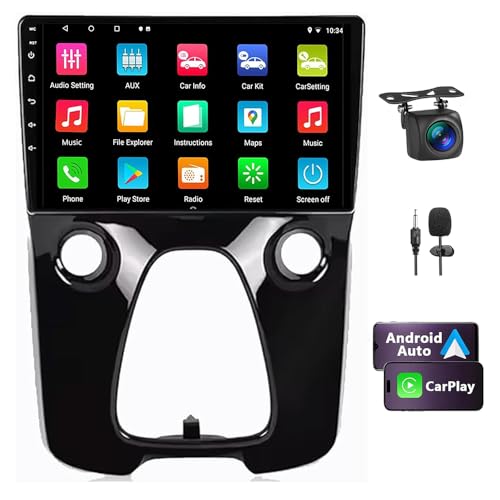 Autoradio 10 pouces Android 14 avec GPS Bluetooth et caméra de recul pour Peugeot 108