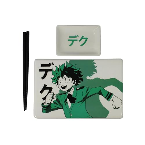 My Hero Academia Sushi Plate Set | 5.5 x 8.2 Inches Sushi Plate Set Featuring Deku | MHA | Anime Sushi Set | Plate Set | Collective | Official Licensed For 14+ By Just Funky