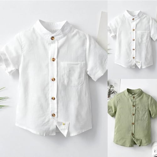 Boys Kids Plain Shirt Short Sleeve Button Down Shirts Toddlers Childrens Summer Casual Dress Shirts2