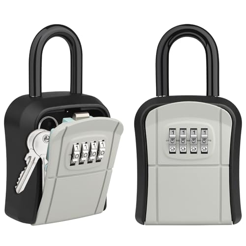 Diyife Schlüsseltresor, [Hängend & Wandmontage] [Kapazität 5 Schlüssel], Schlüsselschlossbox für den Außenbereich mit abnehmbarem Bügel, wasserdicht, tragbar, zurücksetzbar, 4-stellige
