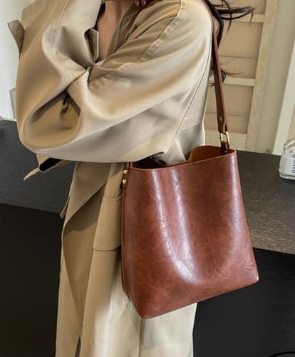 Women's Bucket Shoulder Tote Bags Fashion Large Top Handle Satchel Handbags PU Leather Crossbody Purses 2pcs2