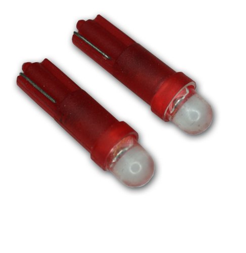 Tuningpros LEDGB-T5-R1 Glove Box LED Light Bulbs T5, 1 LED Red 2-pc Set