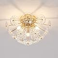 Sputnik Flush Mount Ceiling Light, Gold Metal Flower Ceiling Light Fixtures, 3-Light Farmhouse Close to Ceiling Lamp Fixture for Bedroom Closet Kitchen Living Room Hallway(Dia 13.8")
