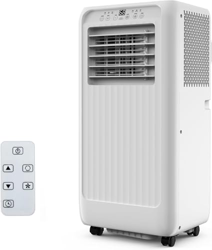 10,000 BTU Portable Air Conditioner, 3-in-1 AC, Cooling, Fan & Dehumidifier, Ultra Quiet, Remote Control, 24H Timer, Window Kit, Ideal for Bedroom or Office