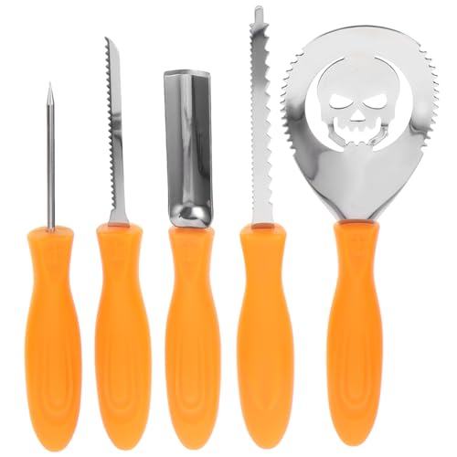 HOLIDYOYO Halloween Pumpkin Carving Kit Tools 5pc Set of Stainless Steel Sculpting Knives for Easy Pumpkin Graving