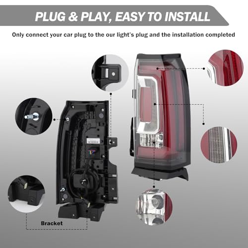 Tail Light Assembly for 2015 2016 2017 2018 2019 2020 GMC Yukon/Yukon XL Passenger Side