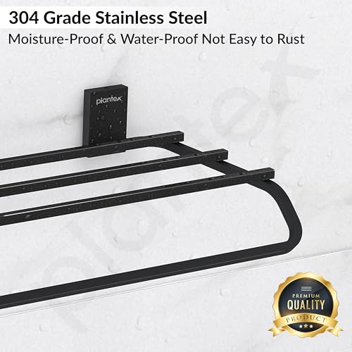 Image of Plantex 304 Grade Stainless Steel 24-inch Bathroom Towel Rack /Towel Bar /Towel Stand /Towel Rod /Bathroom Accessories - Pack of 1 (Crystal - Black)