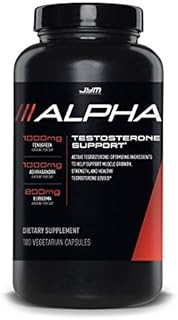 Alpha JYM Testosterone Support | Male Vitality, Hormone Optimization, Ashwagandha, Fenugreek, Eurycoma, Damiana, Quercetin, DIM | JYM Supplemental Science | 180 Vegetarian capsules