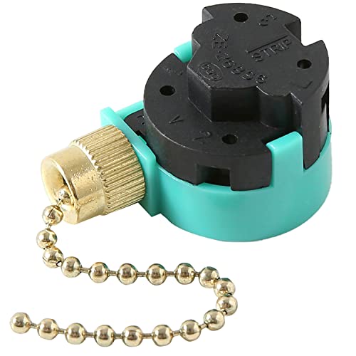 Akahttbn Ceiling Fan Replacement Parts Zing Ear ZE-268S6, Ceiling Fan Switch 3 Speed 4 Wire Pull Chain Cord Switch Speed Control Compatible with Hunter Ceiling Fans Wall Lamps (Brass Pull Chain)