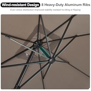   PURPLE-LEAF-10-X-13-Rectangle-Patio-Umbrella-Outdoor-Large-Aluminum-Cantilever-Umbrella-with-3-Year-Fade-Resistance-Recycled-Fabric-and-360-degree-Rotation-for-Deck-Pool-Garden-Taupe