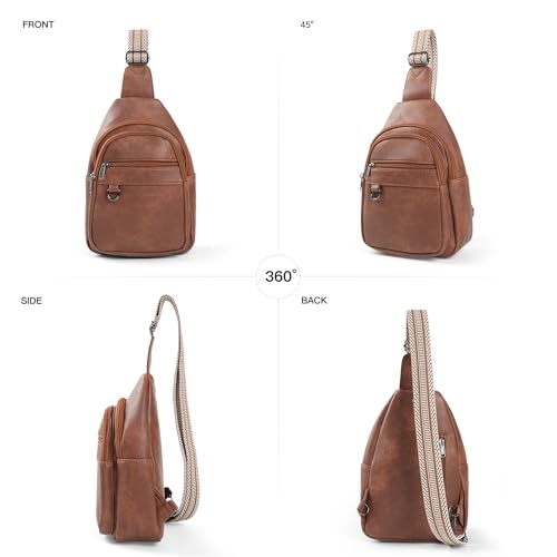 Image of GEMIU Sling Bag Crossbody Bags for Women Fanny Pack Backpack Anti Theft Over Shoulder Bag for Travel Brown