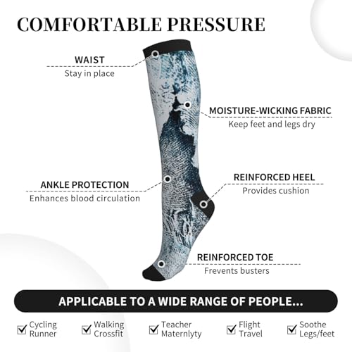 Grungy Denim Compression Socks, Suitable For Both Men And Women - Perfect For Running, Grooming, Hiking, Flying, And Traveling3