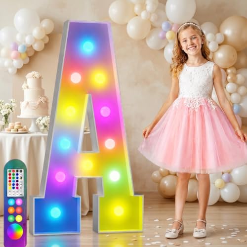 Image of Imprsv Colorful Marquee Letters 4 Feet Tall, Large Light up Letters A