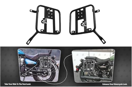 Image of Black Premium Saddle Stay /Luggage Carrier /Mounting Heavy Duty /Black Power Coated /Rust Protection Pair Right & Left Both Side Compatible with Royal Enfield Meteor 350 All Models