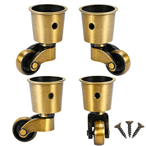 kklj 4 Pièces roulettes Pivotantes, roulettes Rondes en Cuivre roulettes Anciennes Pas De Bruit Portable Peut Pivoter à 360° pour Canapé/Chaise/Table Basse/étagère Charge 150kg