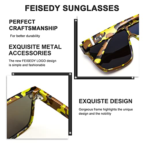 Image of FEISEDY Sunglasses for Women Men, Fashion Mirrored Single Lens Shades