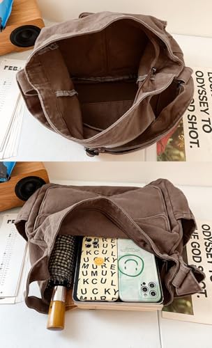 Image of Messenger Bag Hobo Crossbody Bags for Women Canvas Bag Crossbody Tote Bag Shoulder Bag