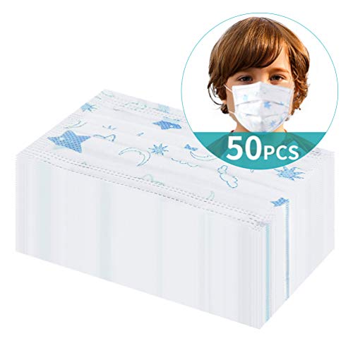 Niños Desechables de Filtro de Tres Capas con Pendientes Elásticos, 50pcs, Azul