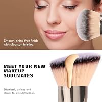 Dual-Ended Foundation Brush: Round & Angled makeup brushes, 100% Vegan Synthetic Makeup Brush for Flawless Blending and Application of Liquid, Powder, Cream, Blush — image 4