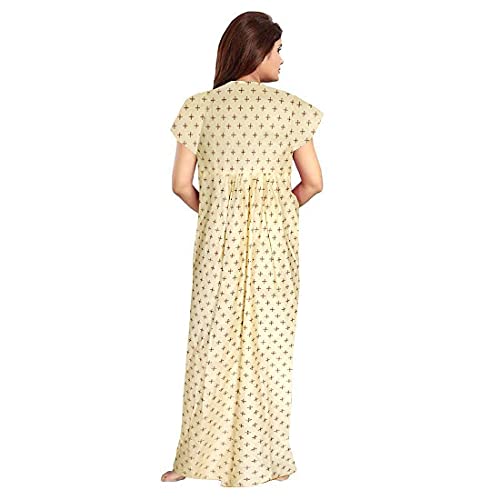 Image of YUKATA Nighty for Women Cotton Printed Maxi Gown Ankle Length Nighty Night Dress Gown for Women Maxi - Free Size (Pack of 2)