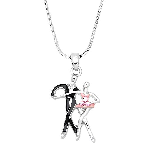 Lola Bella Gifts Crystal Ballroom Dancer Dance Pendant Necklace with Gift Box