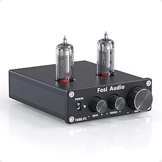 Fosi Audio P1 Tube Pre-Amplifier Mini Hi-Fi Stereo Preamp 6K4 Valve Vacuum Pre-amp with Treble Bass Tone Control for Home Theater HiFi System(not for Turntable)