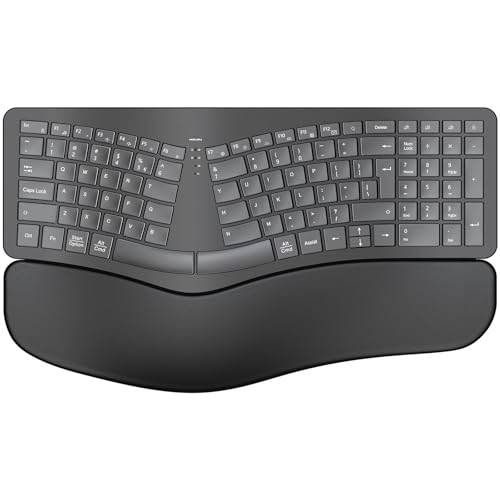Image of MOKURU Wireless Ergonomic Keyboard, Split Keyboard with Wrist Rest, Full Size 2.4G BT Computer Keyboard, Compatible with Windows, Mac OS, PC Computer /Laptop (Black)