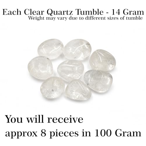 Image of Crystal Clear Quartz Tumble Stone Pebble Tumbled Gemstone for Reiki Healing Vastu Correction Gravels for Aquarium Home Decor Garden Table 100 Gm