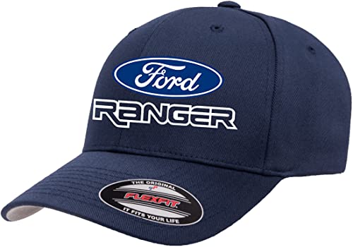 Ford Ranger Pickup Truck Classic Logo Design Flexfit 6277 Athletic Baseball Fitted Hat Cap Navy L/XL