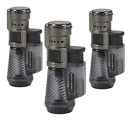 Vertigo by Lotus Cyclone Triple Torch Cigar Lighter Charcoal 3 Pack