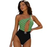 Traje de baño de una Pieza de Cintura Alta con Estampado de Leopardo Negro para Mujer