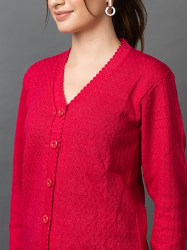 Image of Wear lusso Women Woolen V Neck Casual Wear Stylish Cardigan Sweaters for Winter with Side Pocket | Cozy and Warm Winter Sweater for Girls /Ladies