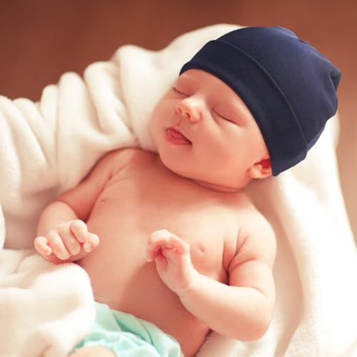 DRESHOW BQUBO 6 Pack Baby Beanie Hats for Unisex Infant Toddler Cotton Beanie Newborn Hospital Hat for Boys Girls 0-6 Months4