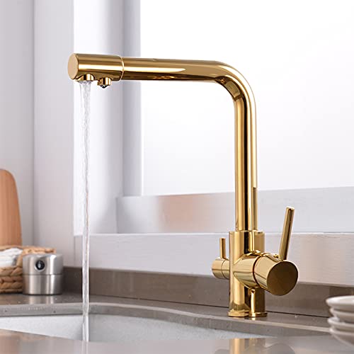 Mitigeur de cuisine doré pivotant robinet évier eau pure 360 - 5