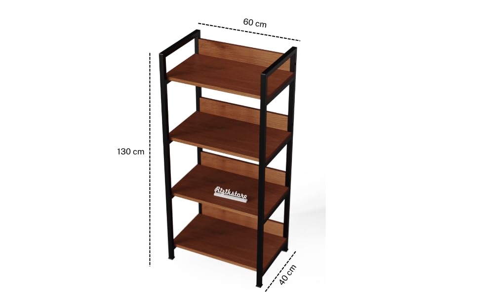 Image of RIZIK STORE 4-Tier Metal & Wooden Microwave Oven Stand - Multipurpose Extra Storage for Kitchen, Coffee Bar, Countertop, Bathroom (4 TIER)