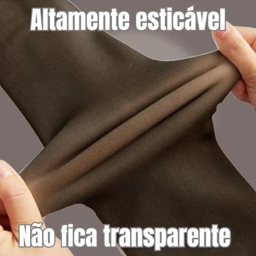 Meia Calça Térmica De Frio Inverno Translúcida Forrada Com Lã Peluciada Feminina Esticável Serve De