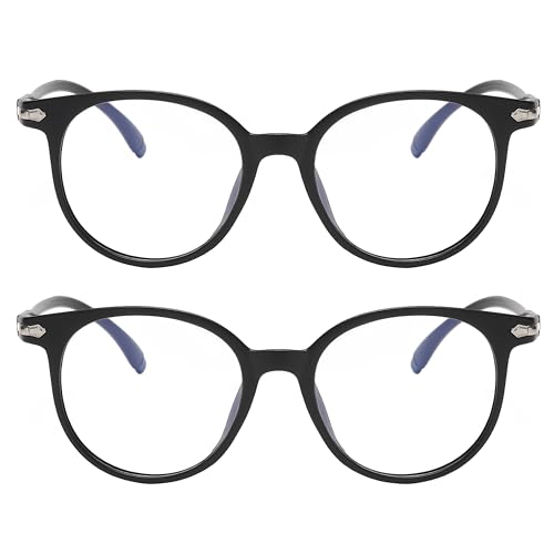 Image of OWL Round Blue Light Blocking Fake Eyeglasses for Women Men - Lightweight Frame, Anti UV400 Rays Protection Eyewear - 2 Pack
