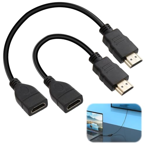 JRILUO Rallonge HDMI 2 Pièces 30 cm & 15 cm, Câble d’Extension HDMI 2.1 Ultra High Speed 8K 60Hz 4K 120Hz, Mâle Femelle, Adaptateur Compatible...