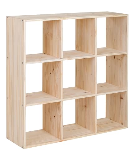 Generisch Étagère cube en bois véritable - 3 x 3 cm - En bois de pin massif - 104,9 x 104,8 x 30 cm - Bibliothèque - Fabriquée au Portugal - Bibliothèque...