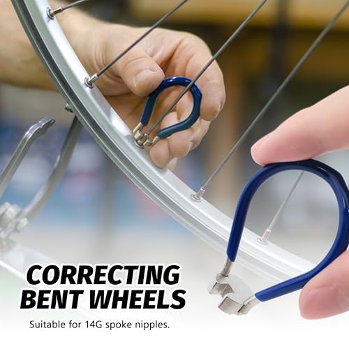 Desenda 2 PCS Bicycle Spoke Wrench Tool, Bike Spoke Adjustment Wrench 6 in 1 Bike Wheel Spanner Tool 10-15 Gauge for Bicycle, Electric Vehicle (Silver+Blue) - Image 4